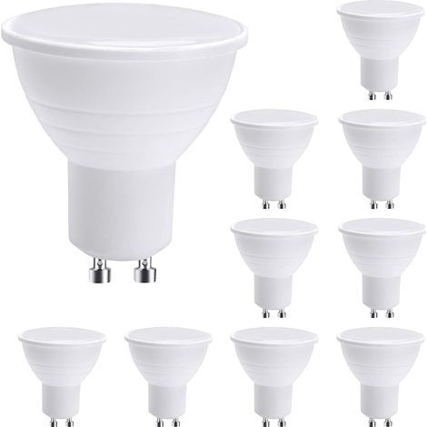 GU10 LED-Spotlampen, 7 W kaltweiß (entspricht 50 W Halogenlampe), Energiesparlampe, 600 lm, 120° Abstrahlwinkel, nicht dimmbar, 10er-Packung (1/5)