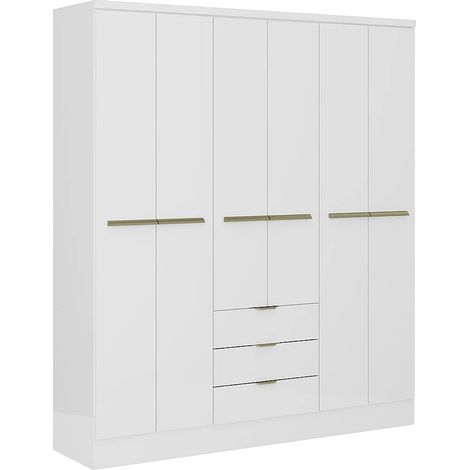 Armoire 6 portes et 3 tiroirs - L180 cm - Blanc - PEROLI
