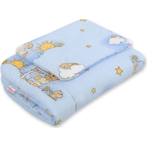 Set biancheria da letto per neonati con imbottitura, 2 pezzi, 75x100cm NEONATO - orsetti blu tra le nuvole (1/2)