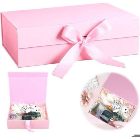 Boîte Cadeau Avec Couvercle Magnétique Boite Cadeau Pliable 26 x 19 x 8 cm Boite Cadeau Pliable Bowknot Boite Cadeau Vide Rose (1/4)