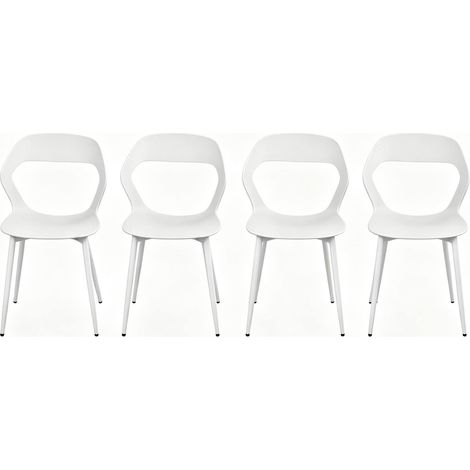 Set 4 sedie da pranzo ergonomiche bianche in PP con gambe in metallo design moderno MODENUIT (1/5)
