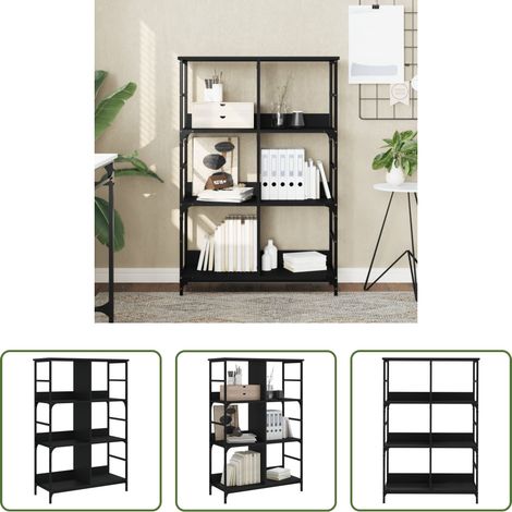 vidaXL Espace de rangement - Bibliothèque noir 78,5x33x117,5 cm bois d'ingénierie (1/5)