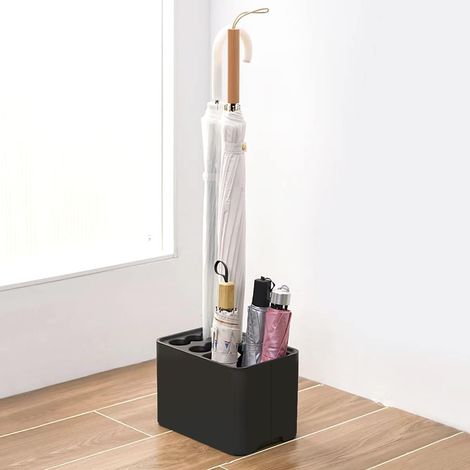 Schirmständer mit Abtropfschale für die Eingangsecke, platzsparender Organizer für Zuhause und Büro, bietet Platz für 10 Schirme (schwarz) (1/5)