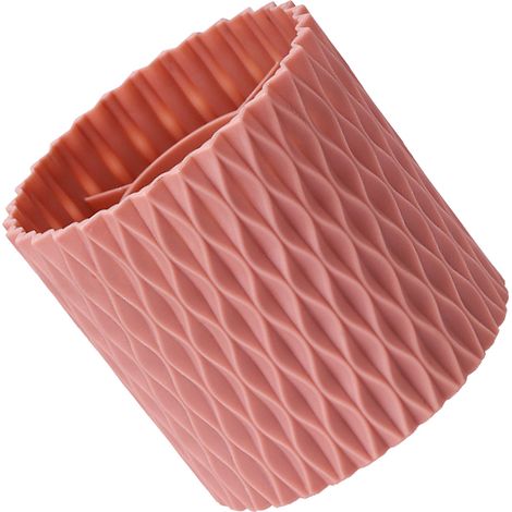Porte-stylo rotatif de bureau, organisateur de rangement pour pinceaux de maquillage, en plastique rose, pour cosmétiques et crayons.