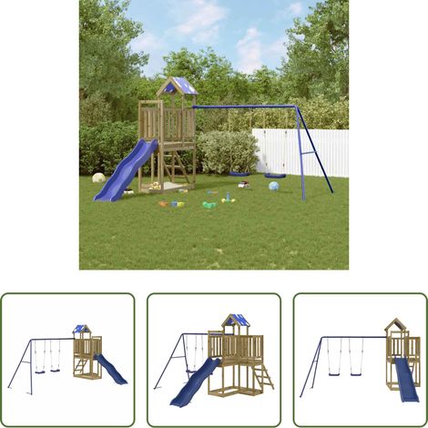 vidaXL Balançoire - Aire de jeux d'extérieur bois de pin imprégné (1/5)