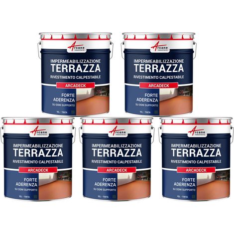 Guaina liquida calpestabile, Guaina per terrazzi calpestabile, impermeabilizzazione con ARCADECK - 5 x 10L Grigio Basalto - ARCANE INDUSTRIES