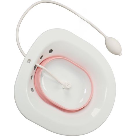 Bain de siège pliable multifonctionnel en silicone PP pour toilettes, idéal pour les hémorroïdes, les soins post-partum et la santé des femmes enceintes (rose). (1/5)