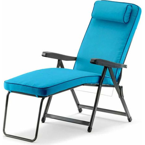 Metal F.A.R. 8010486040973 Sedia Sdraio con Poggiapiedi Pieghevole in Ferro e PVC Tortora