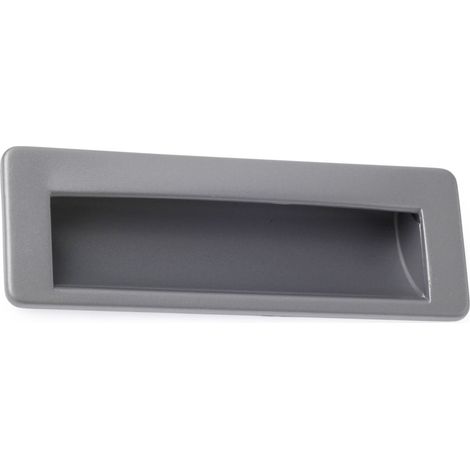Tirador embutido de zamak con acabado, dimensiones:142x49x22mm y entrepuntos:128mm -