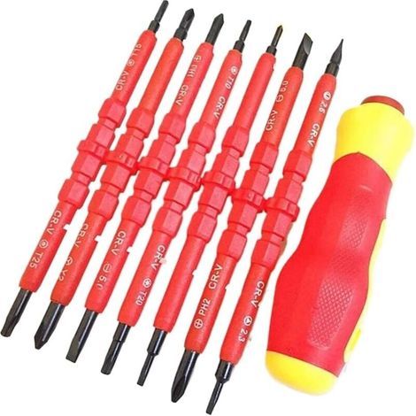 Jeu de tournevis d'électricien isolé, tournevis isolé avec poignée, jeu d'outils de réparation (jeu de 8 pièces) (1/4)