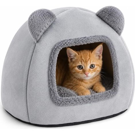 Niche Chat Interieur, 40 × 40 cm Panier Niche pour Chat avec Coussin Amovible, Rutschfest Cabane Chat, Plüsch Maison pour Chat Interieur, Panier Chat Grotte pour Chats et Petits Chiens (1/5)