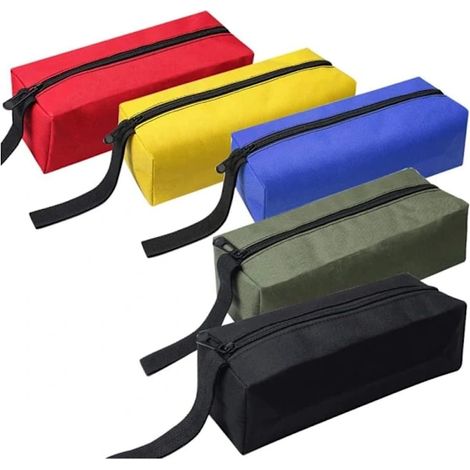 Lot de 5 : Petites pochettes de rangement pour outils – pochettes en toile avec fermeture éclair, parfaites pour ranger tournevis, stylos et petits objets. (1/5)