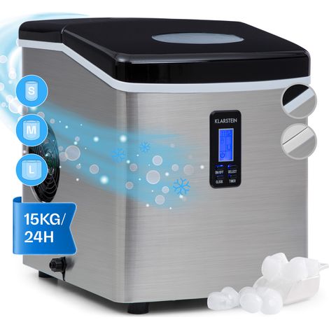 Klarstein 3.3L Small Ice Maker Machine, Counter Top Ice Machine For Home and Kitchen, Fast Operation, Makes 15 kg Bullet Ice, Two Sizes, LED Display, Easy To Clean Countertop Ice Cube Maker Machine