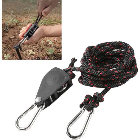 Poulie simple en acier inoxydable, réglable, avec 2 boucles robustes et une longue corde pour le levage de lampes, 2,3 m / 7,5 pi, 1 place (1/5)