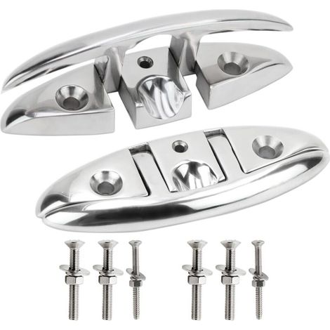 Abrazadera plegable de 5 pulgadas fabricada en acero inoxidable 316 para cuerda marina, abrazadera de andamio reversible, adecuada para barcos, kayaks y decoración, hardware de montaje incluido. (1/4)