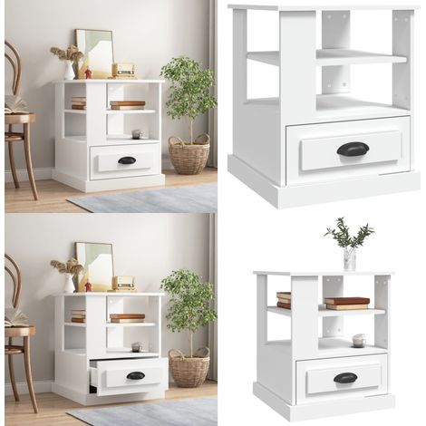 Table d'appoint blanc 50x50x60 cm bois d’ingénierie - Table Basse - Meuble Design - Table D'appoint Blanche - Rangement Intérieur - Mobilier Salon - Home & Living (1/5)