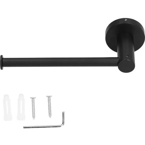 Handtuch- und Toilettenpapierhalter aus Edelstahl mit 2 Haken für Bad und Küche – Retro-Design in Schwarz (1/5)