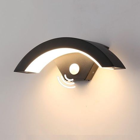 Applique Murale Exterieur avec Détecteur de Mouvement, 24W Lampe Murale Extérieur IP65 Etanche, Noir Luminaire Exterieur pour Terrasse Entrée Jardin Garage, 3000K Blanc Chaud (1/5)