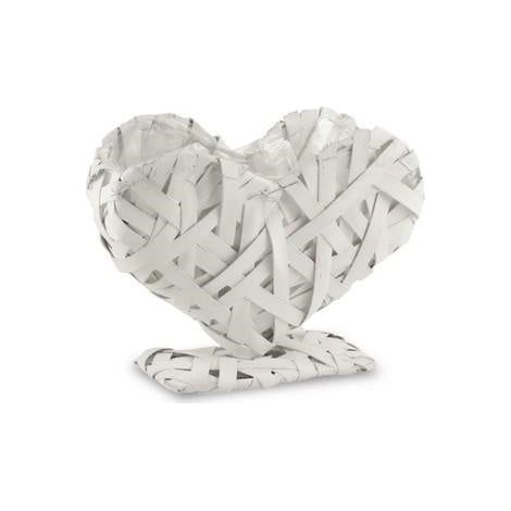 Porta vaso cuore vimini bianco (kit da 5)