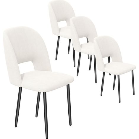 Esszimmerstühle 4er Set, gepolstert, Cordstoff, Metallbeine, beige (1/5)