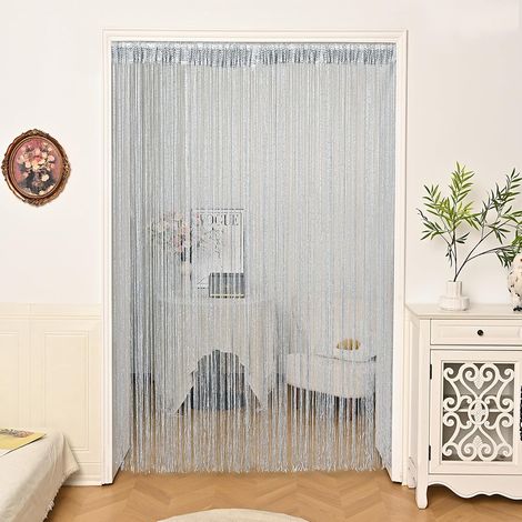 Lot de 2 Rideaux Fils Paillette 100x200cm Draperie Rideau Spaghetti Elégance Studio Fenêtre Porte Anniversaire Mariage Fête Hôtel (1/5)