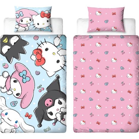 Housse de Couette Simple Design Sugar Literie réversible 2 Faces avec taies d’Oreiller Assorties Polycoton Multicolore (1/5)