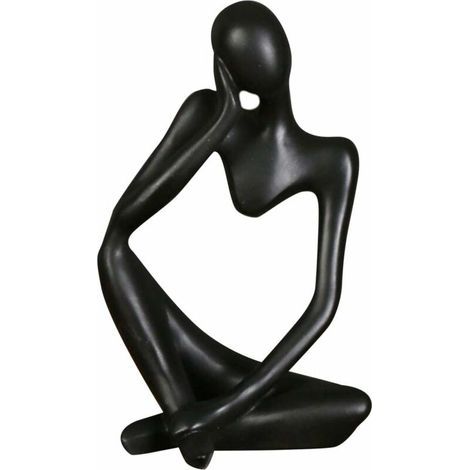 Abstrakte Harzstatue für das Wohnzimmer, einzigartige schwarze Statuen und Skulpturen (Schwarz) (1/5)