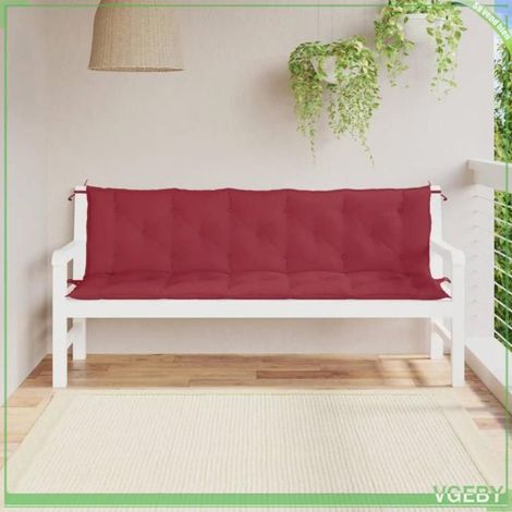 361725 Coussins de banc de jardin lot de 2 rouge bordeaux tissu Oxford (1/5)