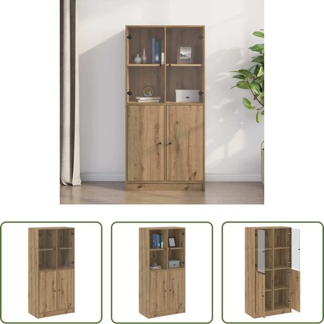 Rangement livres - Buffet haut avec portes chêne artisanal bois d'ingénierie (1/5)
