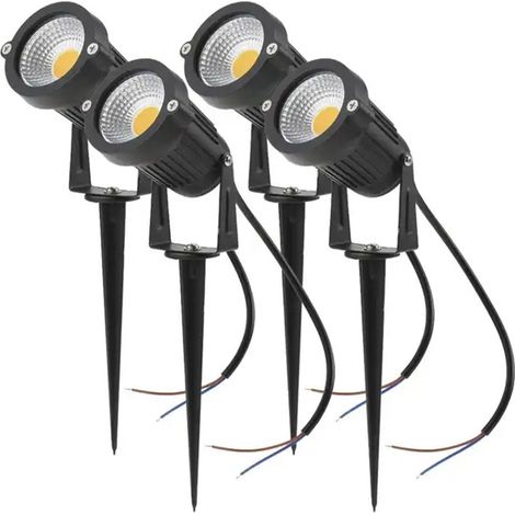 4PCS Außenbeleuchtung COB 5W 220V IP65 Wasserdichter LED-Flutlicht-steuerbarer Strahler Gartenlicht für Weg, Pflanzen, Balkon, Terrasse, Rasen, Warmweiß (1/5)