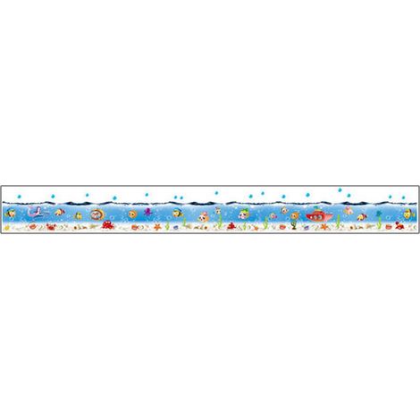 Autocollant Mural Monde Marin - Décor PVC Pour Chambre Salon Cuisine - Adhésif Amovible Sur Verre Et Carrelage - Lot De 1 (1/2)