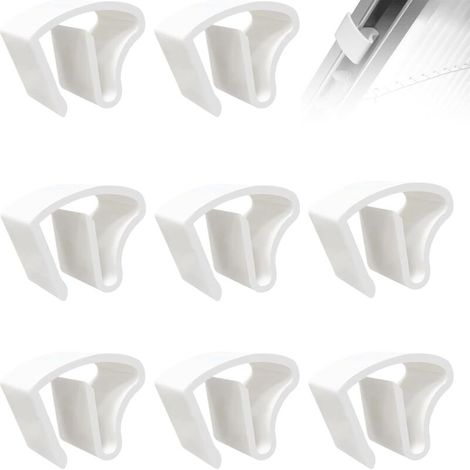 Lot de 8 supports de serrage pour stores enrouleurs, supports de serrage pour stores, supports de serrage, montage sans vis ni perçage, montage sans vis ni perçage, plastique (blanc) (1/4)