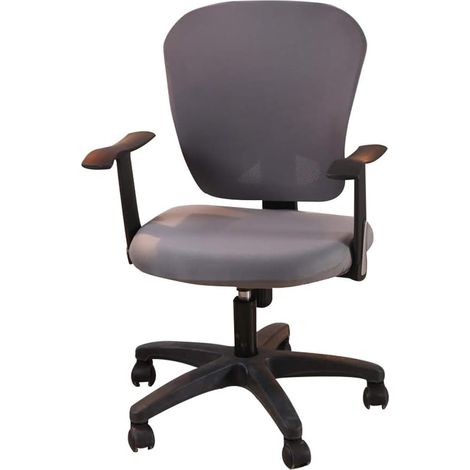 Housse pour Chaise de Bureau pivotante 2 pièces Universelle Jacquard Farbic Amovible Lavable Anti-poussière (Grey) (1/5)