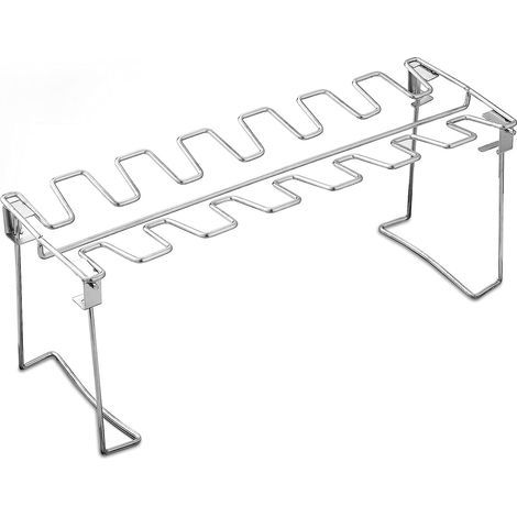 Hähnchenknochen- und Flügelhalter für Grill, Smoker und Backofen – Hähnchenknochenhalter mit 14 Schlitzen – Hochwertiger Hähnchenflügel- und Keulenhalter aus Edelstahl für die einfache Zubereitung (1/5)