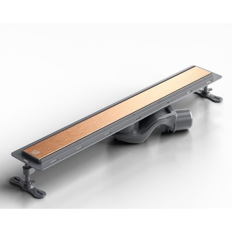 Lineare Duschrinne aus Stahl, 60 cm x 6,5 cm, 61 l/min - satiniertes Kupfer