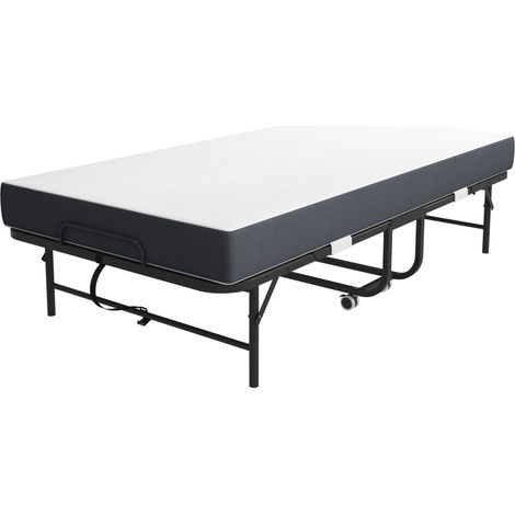 Cama plegable 190 x 96 cm con colchón viscoelástico de 9,5 cm, cama auxiliar con ruedas HOMVRA (1/5)