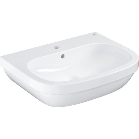 GROHE Waschtisch Euro Keramik 39323, wandhängend, 650 x 515 mm, 1 Hahnloch, mit Überlauf, aus Sanitärkeramik, alpinweiß (1/5)