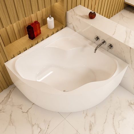 ECOLAM Badewanne SELMA 140 x 140 cm + Acrylschürze Verkleidung Eckbadewanne Acrylwanne symmetrisch