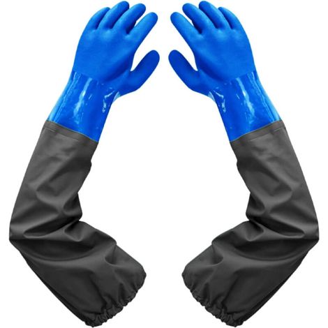 Gants imperméables en caoutchouc, 27 pouces, poignets élastiques, doublure épaisse, adaptés à l'industrie chimique, à l'agriculture et à la pêche (1/5)