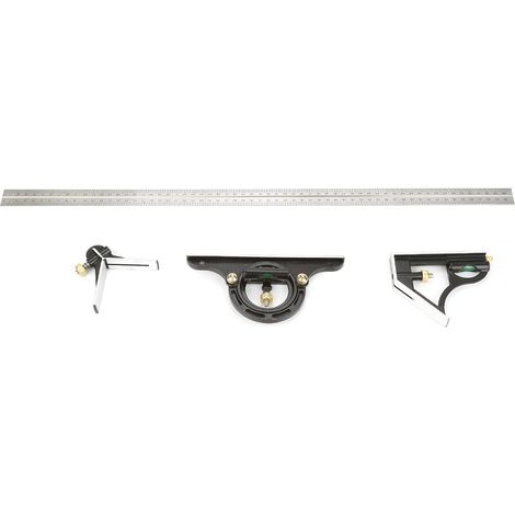 Équerre combinée réglable en métal, outil de mesure d'angle droit pour ingénieur, règle de précision multi-usage. (1/5)