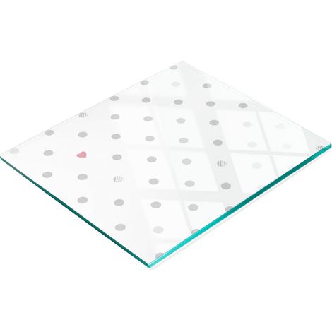 Tablero decorativo multifuncional de vidrio templado con puntos y corazones, 60x52 cm.