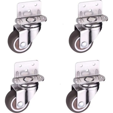Lot de 4 petites roulettes pivotantes de 25 mm pour meubles, roulettes en L pour lit bébé, armoire, meuble, table, capacité de charge : 11 kg par roue (1/4)
