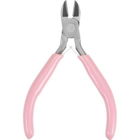 Coupe-fils diagonaux de 4,5 pouces — Pinces coupantes latérales de précision à manches en plastique rose, idéales pour le bricolage et la création de bijoux. (1/5)