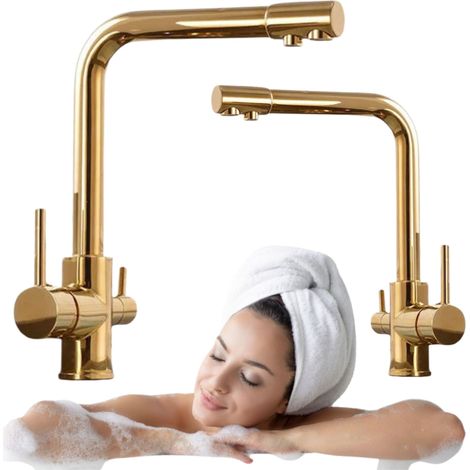 Mitigeur de cuisine Silla, robinet évier en laiton, économie d’eau, design moderne, Doré (1/2)