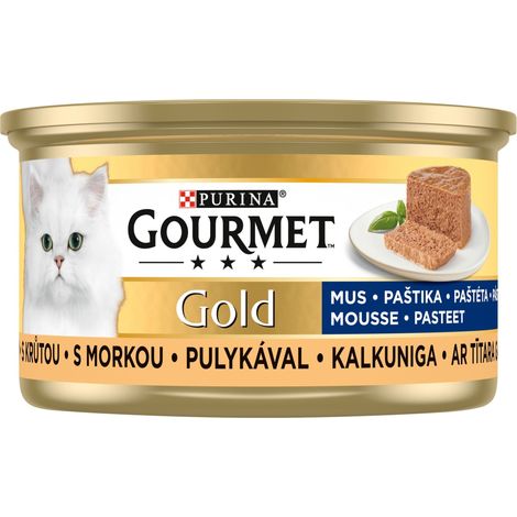 Mousse de comida para gatos Gourmet Gold con pavo 85 g (1/2)