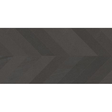 Carrelage sol / mur effet béton design chevron gris anthracite 60x120 cm SEINE RILSE CEMENTO(vendu par boite de 1.44m2) (1/4)