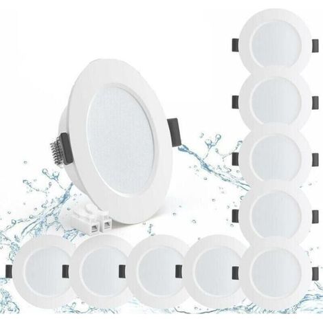 Lot de 10 Spots LED Encastrables Extra Plats 5W IP44 Blanc Neutre 4000K 450lm pour Salle de Bain Cuisine Salon (1/4)