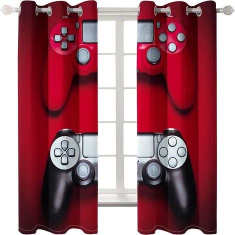 Rideaux Occultants à Motif 3D pour Console de Jeu Ciel étoilé Manette de Jeu Rideaux de Salon de Chambre à Coucher 2 Panneaux Playroom Large Curtains avec des Trous (Couleur 2,140x180 cm) - 140x180 cm (1/5)