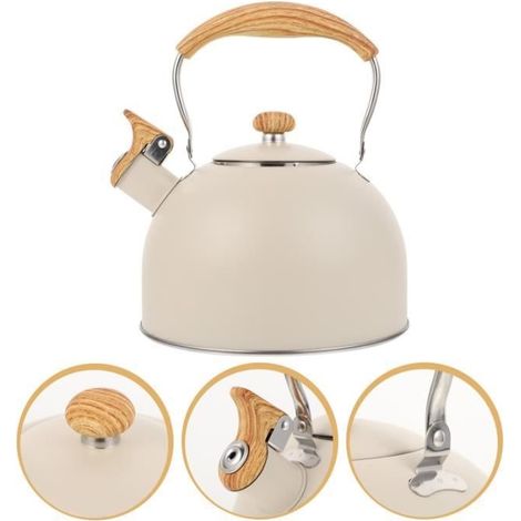 1pc 2.5L ustensiles de cuisine plate Kinder Kettle Sounding Bouilloire (beige) bouilloire electrique petit dejeuner - cafe (1/4)