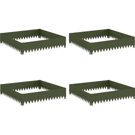 Bordure de Pelouse 4 pc 100 x 100 x 20 cm Acier Vert olive vidaXL